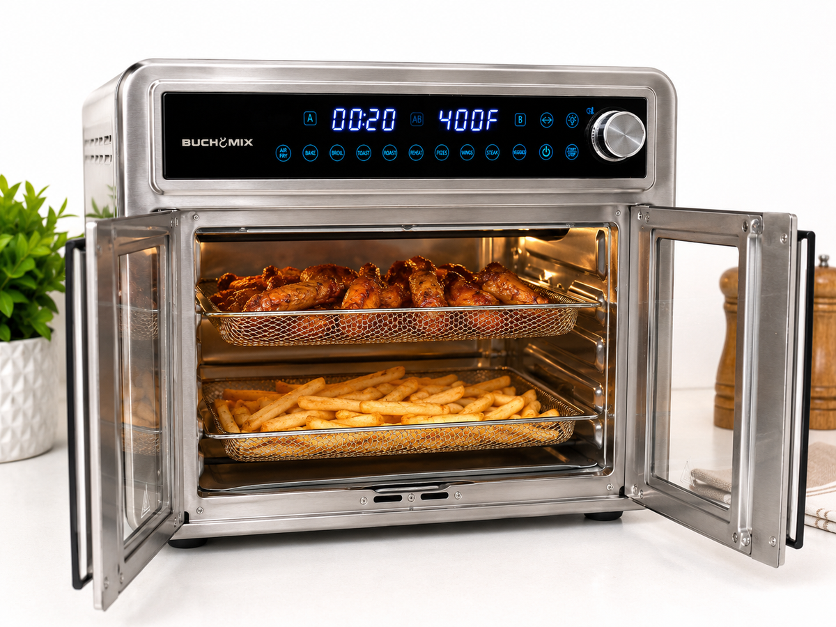 All Round Stainless Steel Dual Compartment XL French Door Air Fryer Oven Toaster 30quarts