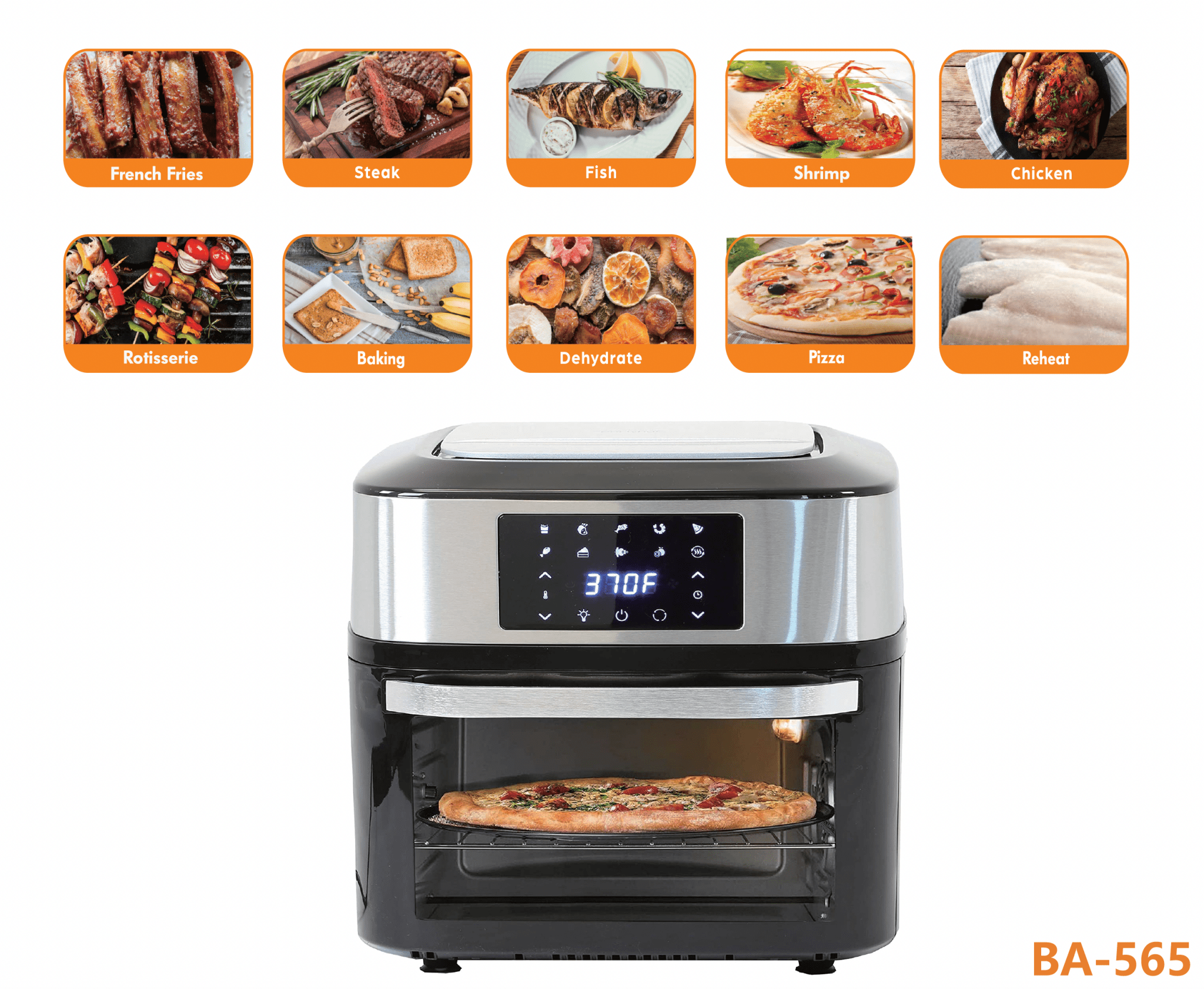 Multifunction Smart Air Fryer with Stainless Steel - Interior and Accessories