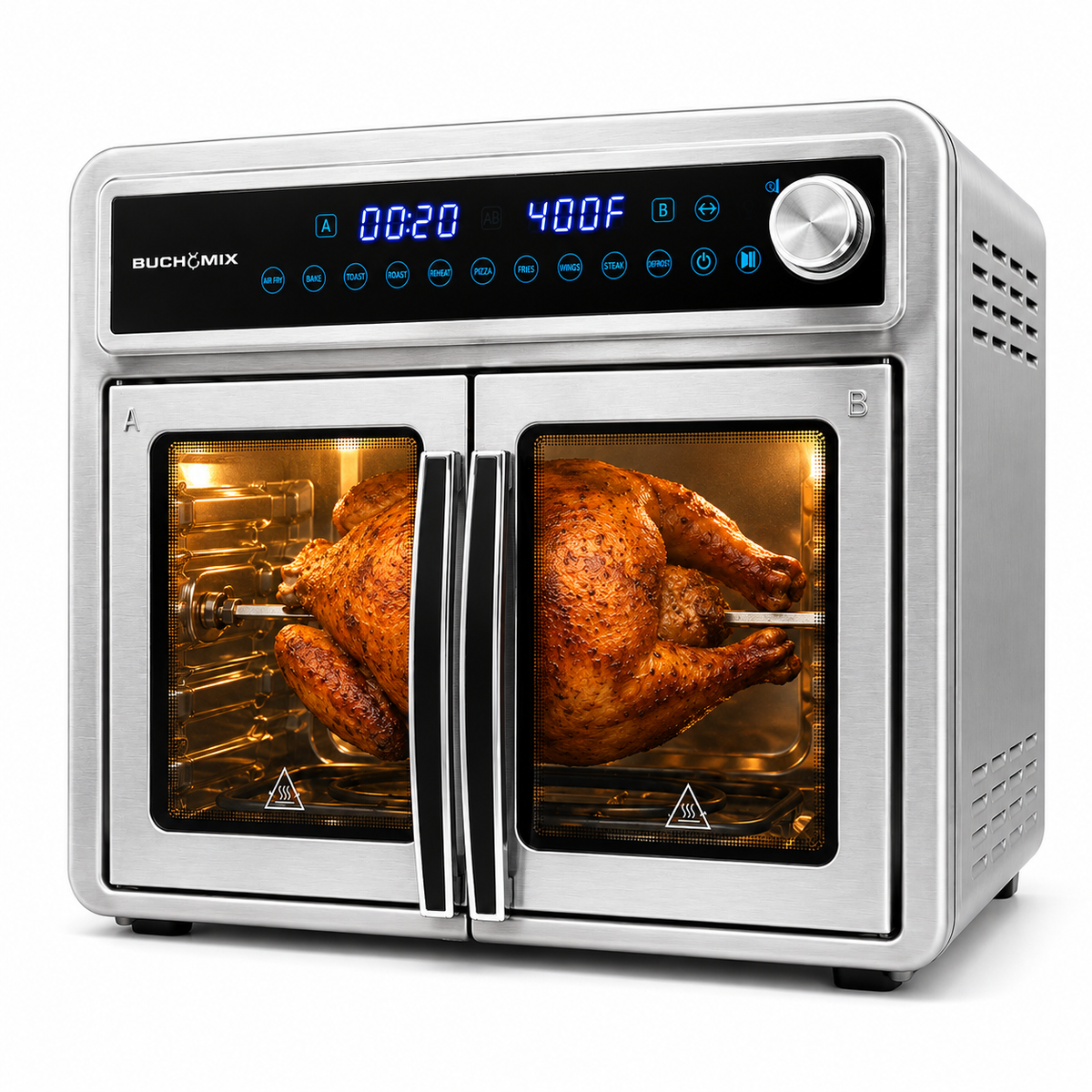 All Round Stainless Steel Dual Compartment XL French Door Air Fryer Oven Toaster 30quarts