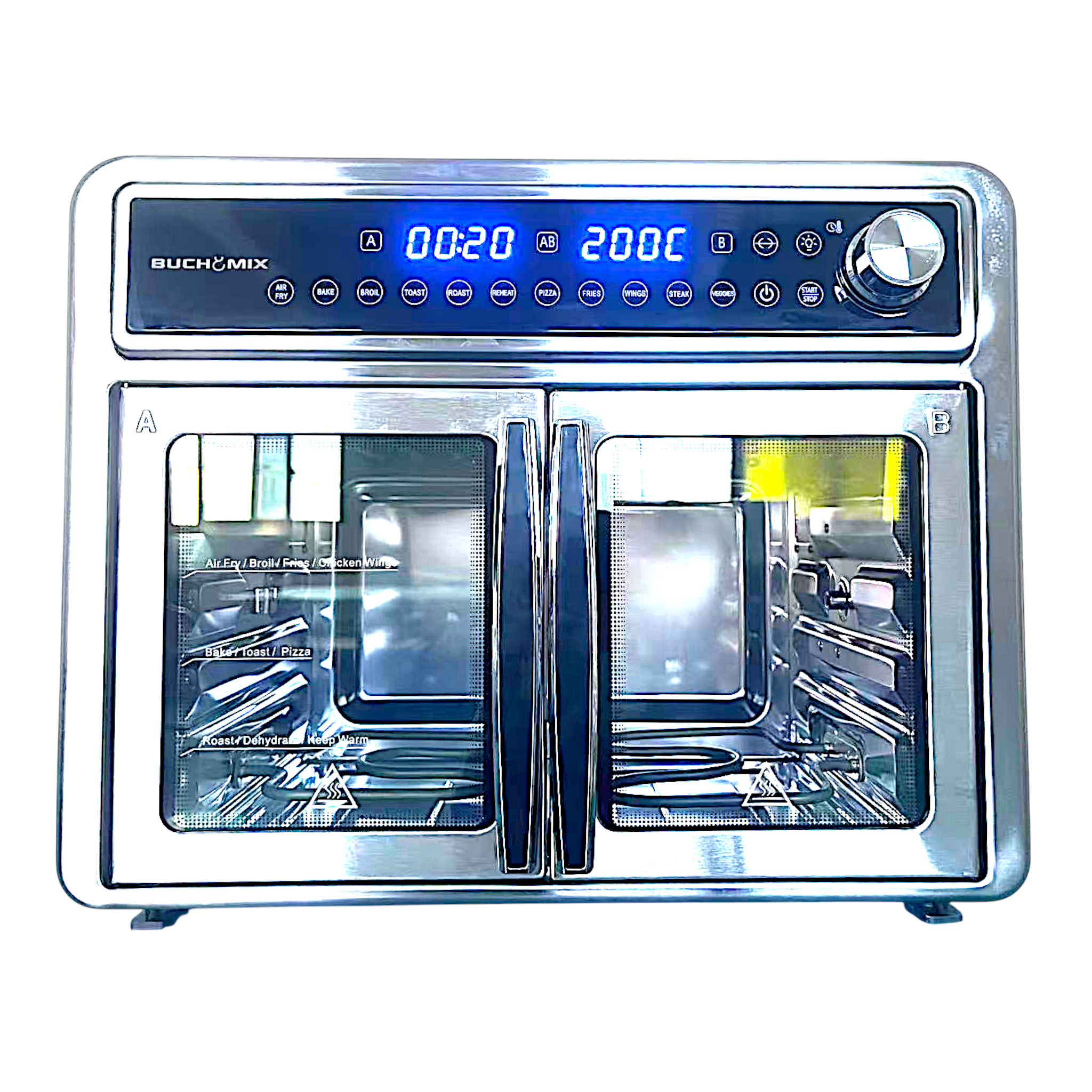 All Round Stainless Steel Dual Compartment XL French Door Air Fryer Oven Toaster 30quarts