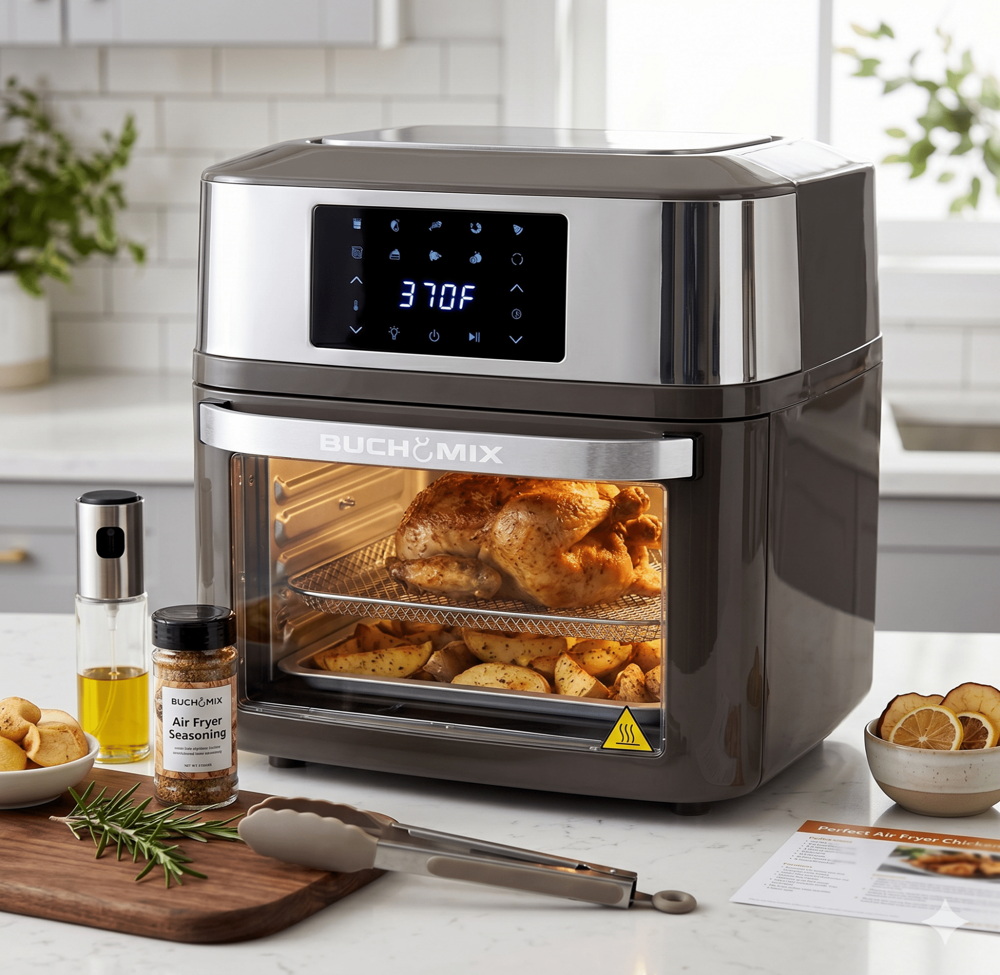 Multifunction Smart Air Fryer with Stainless Steel - Interior and Accessories