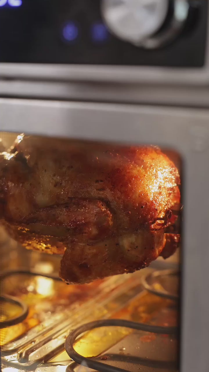 Load video: All Round Stainless Steel Dual Compartment XL French Door Air Fryer Oven Toaster 30quarts