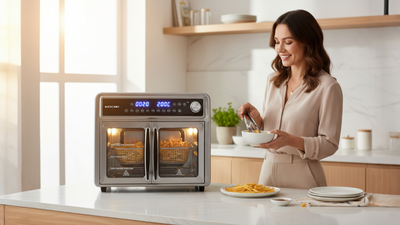 All Round Stainless Steel Dual Compartment XL French Door Air Fryer Oven Toaster 30quarts